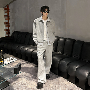 KT1036垫肩款假两件条纹金属夹克卫衣外套男P88（配套裤子TC01）图片