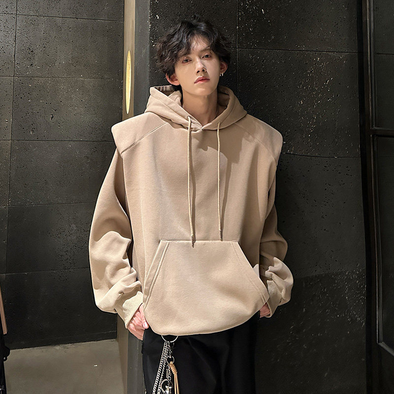 KT1005`假两件垫肩款ins潮流高级连帽卫衣男女卫衣P75裤子P48套装，男装休闲套装，电商A066