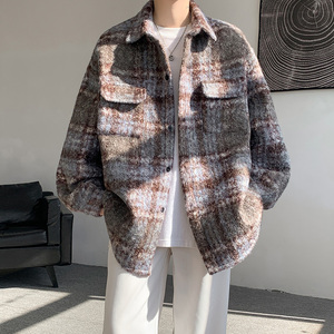 CT33宽松 美拉德呢料外套男学生港味夹克 P68 88，男装夹克，电商A066