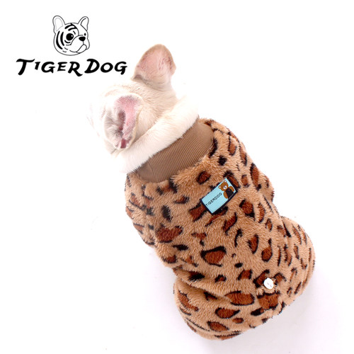 TIGERDOG宠物时尚秋冬款豹纹狗狗保暖双面加绒加厚过冬四脚衣服