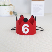 ins风红色皇冠生日帽子网红儿童男孩周岁宝宝派对头饰装 饰布置品
