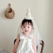 女孩生日帽子头纱发箍头饰蛋糕装 饰场景布置儿童周岁公主网红派对