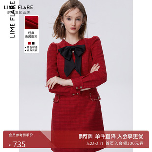 小众别致蝴蝶结连衣裙 赫本风红色气质法式 莱茵福莱尔春季 新款