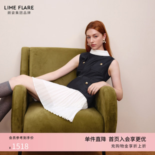 法式 小资气质收腰连衣裙女夏 小个子高级小香风无袖 莱茵福莱尔新款