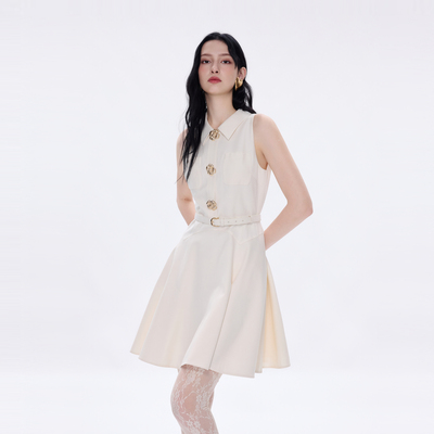 朗姿莱茵福莱尔A字无袖连衣裙女
