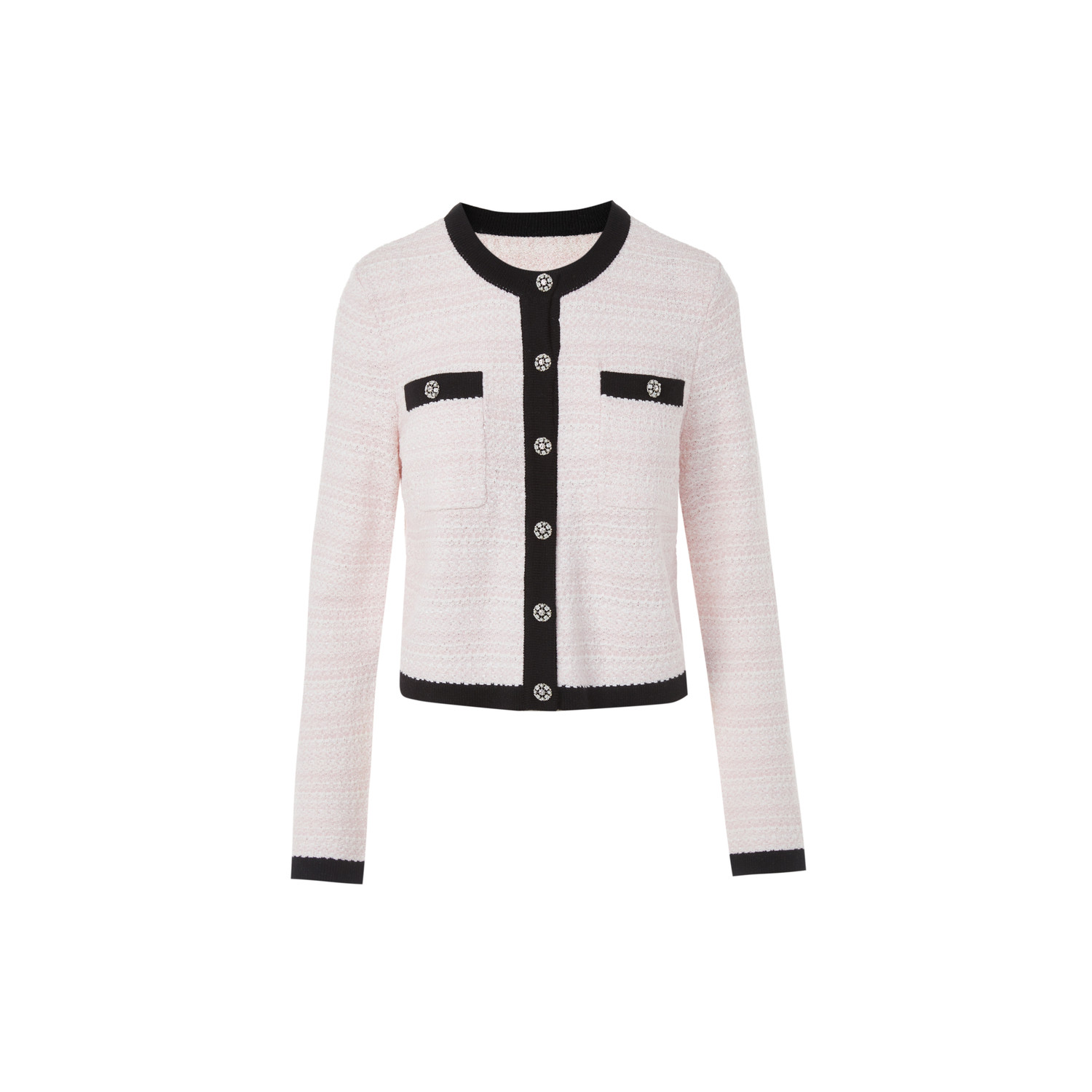 【七七酱直播间】莱茵福莱尔定制粉花式纱针织开衫金属钻扣香风,女装/女士精品,毛针织衫,淘宝优惠券,粉丝福利购,淘宝优惠卷