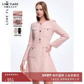 莱茵福莱尔法式 气质小香风羊毛连衣裙秋季 收腰设计感裙子女