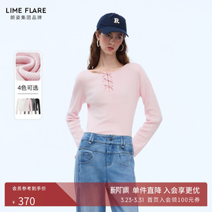 上衣26年春新款 针织衫 浪漫蝴蝶结镂空羊毛长袖 朗姿莱茵福莱尔法式