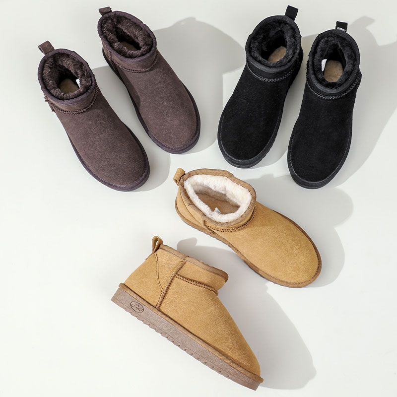 阿比让新款冬季真皮男女款牛反绒雪地靴时尚潮流保暖棉靴XDX2052