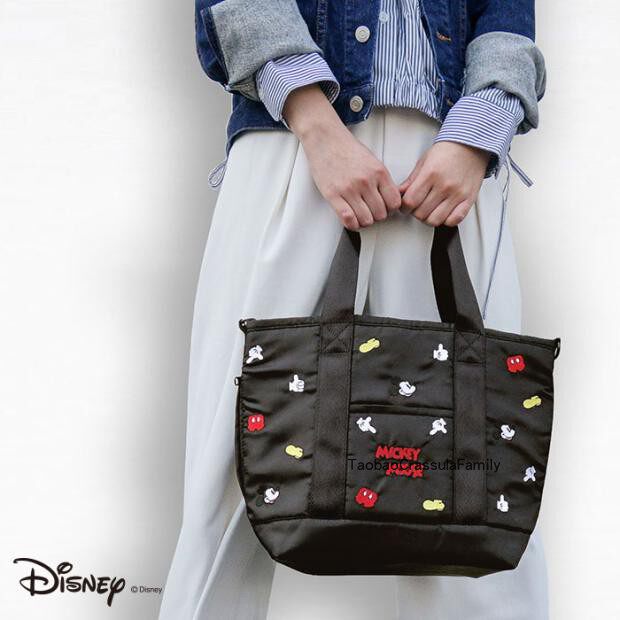现货Rootote刺绣米奇Mickey休闲斜挎单肩旅行包日常手提托特包