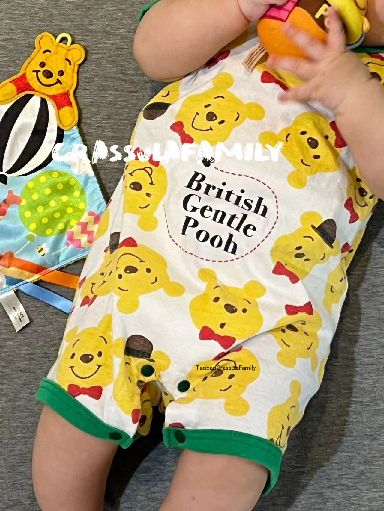 维尼小熊连体衣短袖宝宝可爱婴儿日系爬服夏天印花哈衣超萌包屁衣