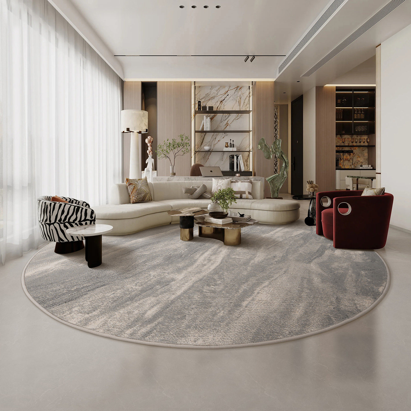 圆形地毯客厅轻奢风现代简约意式北欧侘寂高级感家用大平层茶几毯,居家布艺,地毯,淘宝优惠券,粉丝福利购,淘宝优惠卷
