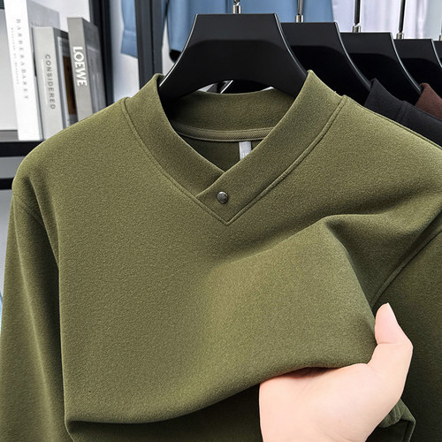 恒源祥秋冬季新款V领长袖T恤卫衣