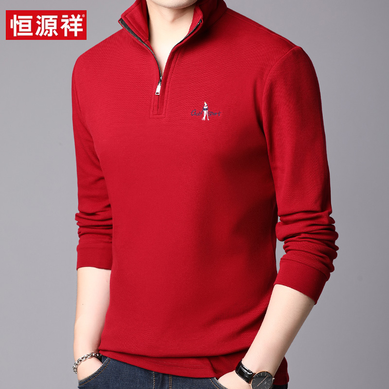 恒源祥龙年红色打底衫半高领卫衣