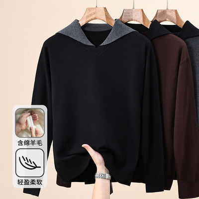 恒源祥含羊毛衫男长袖针织衫