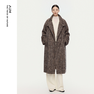 中长款 新款 AUM噢姆2025年冬季 肌理感混色花纱呢大衣 大秀同款