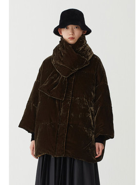 【花苞羽绒】AUM噢姆冬季围脖可拆卸式宽松鹅绒灯芯绒羽绒服女款