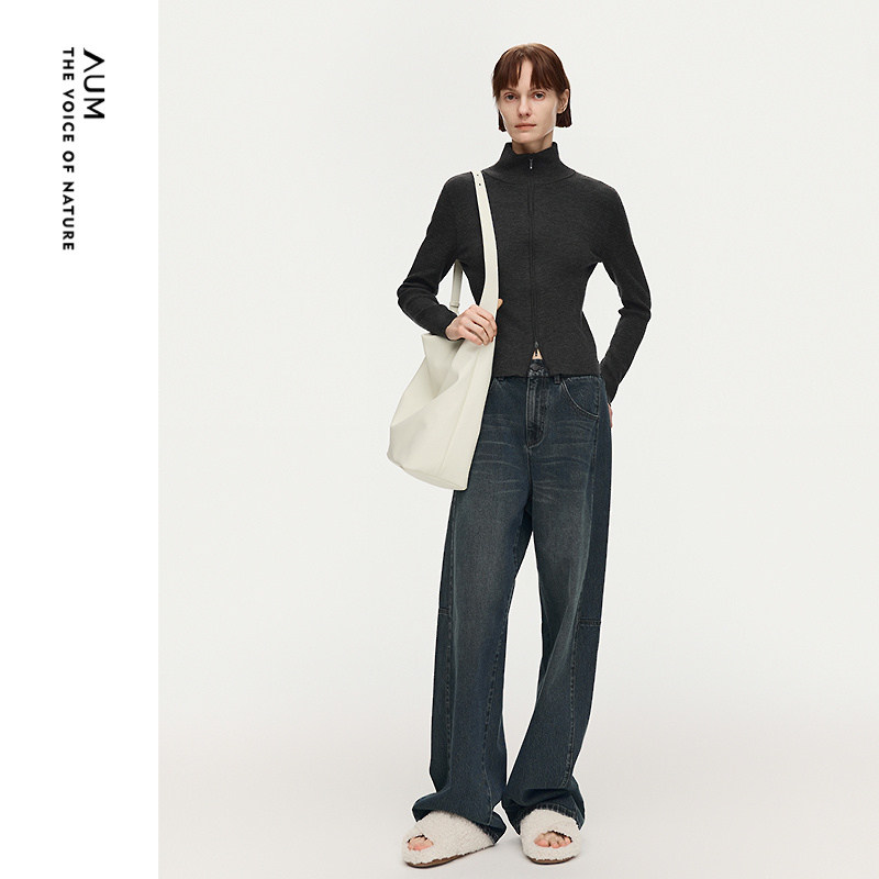 【商场同款】AUM噢姆2026年春季新款棉感斜纹牛仔猫须气球裤长裤,女装/女士精品,休闲裤,淘宝优惠券,粉丝福利购,淘宝优惠卷