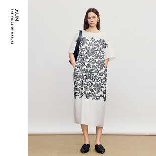 棉感府绸绣花短袖 新款 AUM噢姆2026年夏季 宽松连衣裙 天猫臻选