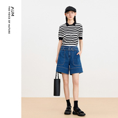 微笑系列 直筒裤 AUM噢姆24夏季 休闲棉感设计感牛仔短裤 女 新款