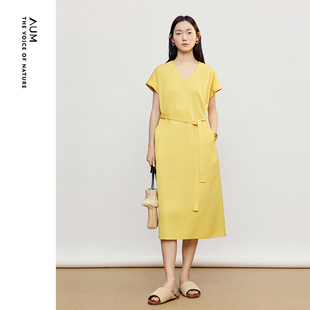 进口三醋棉罗盖袖 新款 AUM噢姆2026年夏季 连衣裙长裙 商场同款