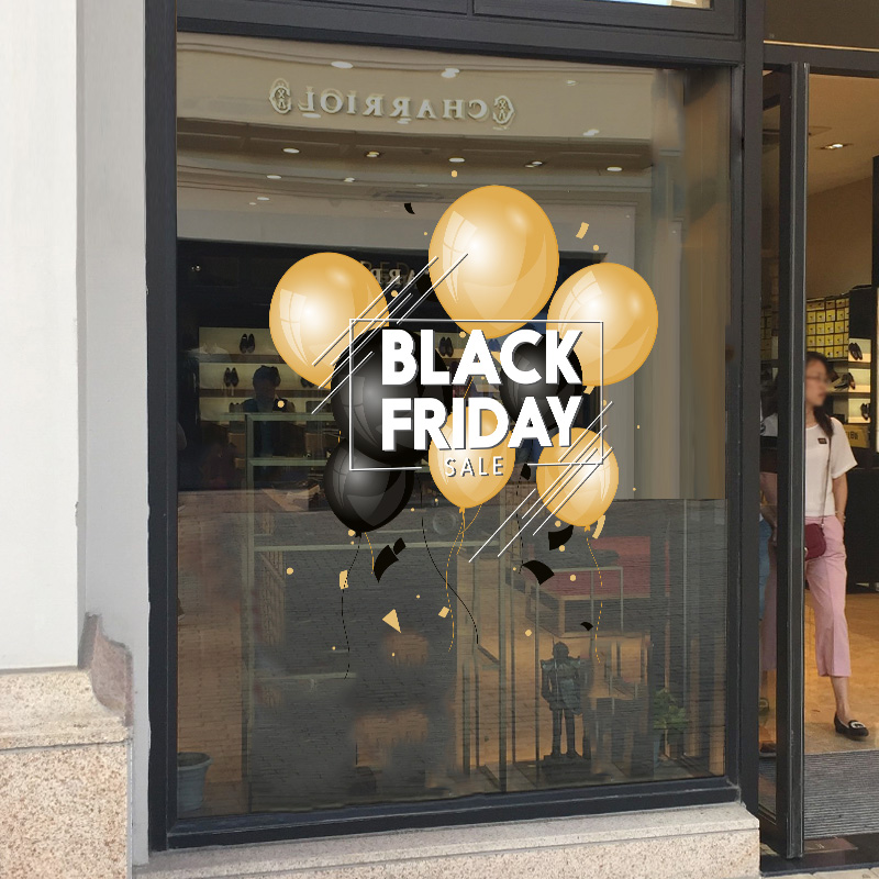 Black Friday黑色星期五橱窗贴纸节日店面服装店超市装饰静电墙贴