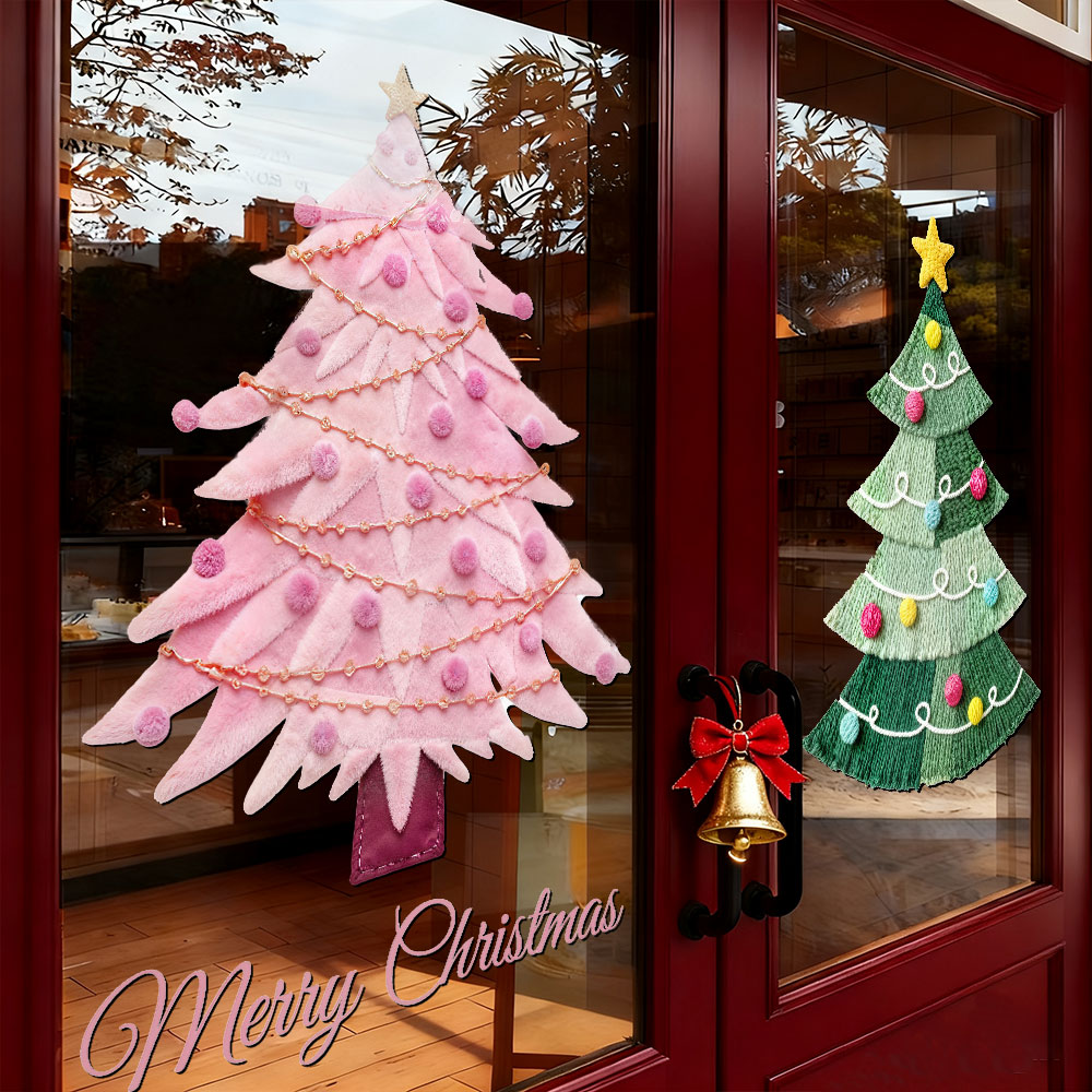 2026新年圣诞节装饰贴纸玻璃门贴商铺布艺静电橱窗布置窗贴画窗花