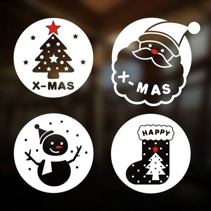 爱情树 圆形圣诞元素 圣诞节雪花新品 圣诞树 圣诞橱窗贴玻璃墙贴