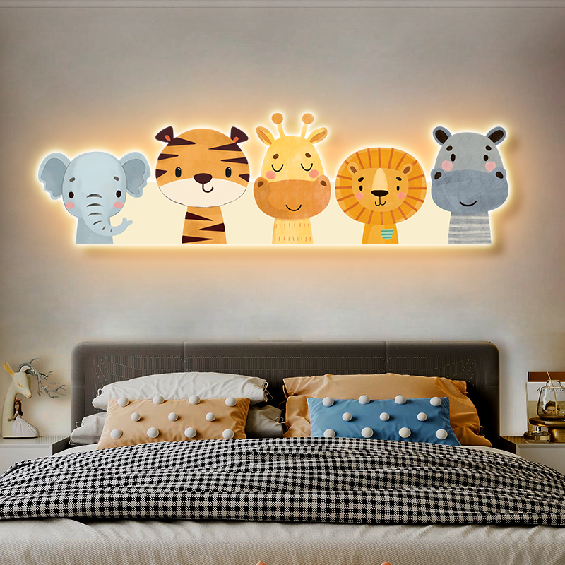 儿童房led发光氛围灯画卧室床头装饰画简约创意壁画现代客厅挂画