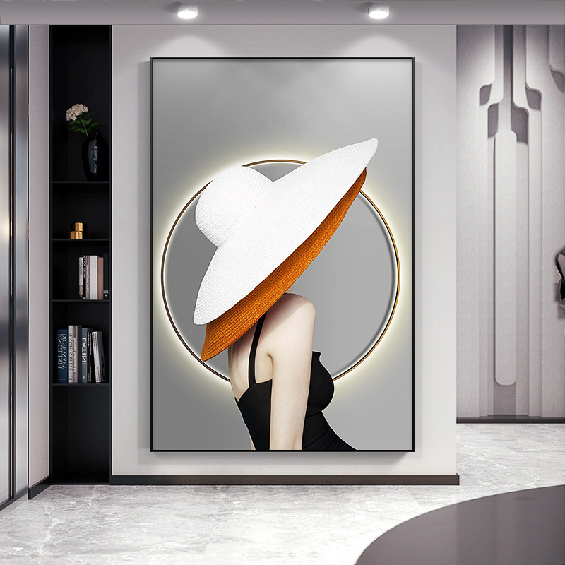 现代人物玄关装饰画时尚入户走廊过道挂画轻奢简约餐厅美女壁画