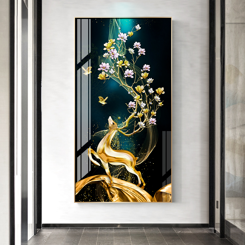 轻奢玄关装饰画楼梯过道走廊尽头墙壁挂画现代简约餐厅酒柜壁画图片
