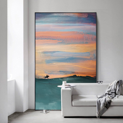 晚霞北欧风格艺术玄关画竖版ins抽象客厅壁画走廊过道风景装饰画