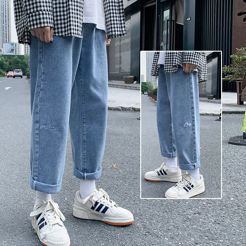 Casual jeans spring summer net red tide brand Gangfeng straight tube loose versatile new trend wide leg pants