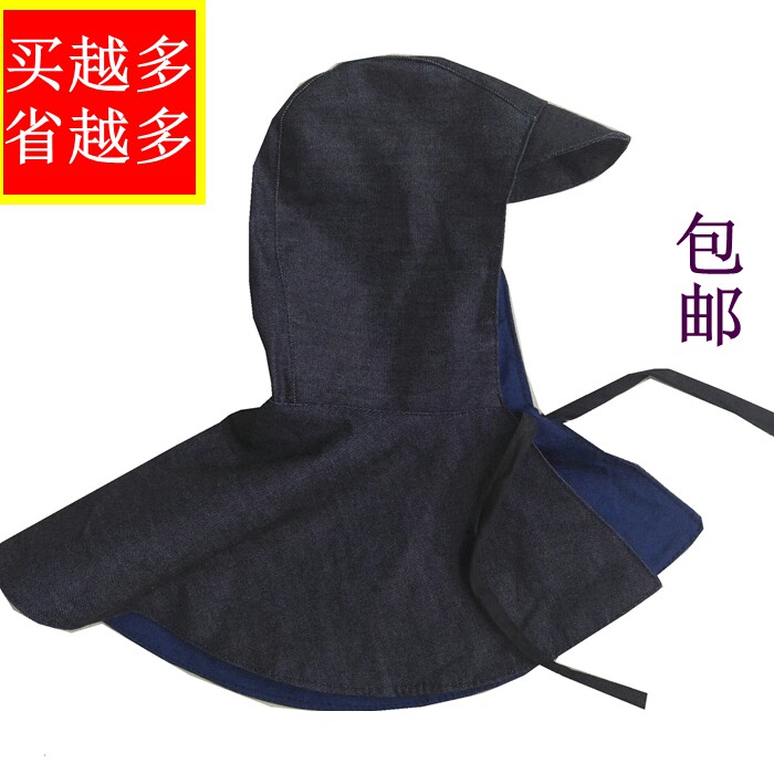 牛仔披肩帽防尘帽挂里子系带加厚带帽檐耐磨电焊搬运打磨工作包邮