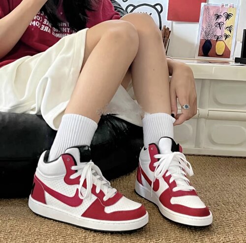 耐克Nike Court白红复古学生通勤百搭舒适高帮板鞋839977-103