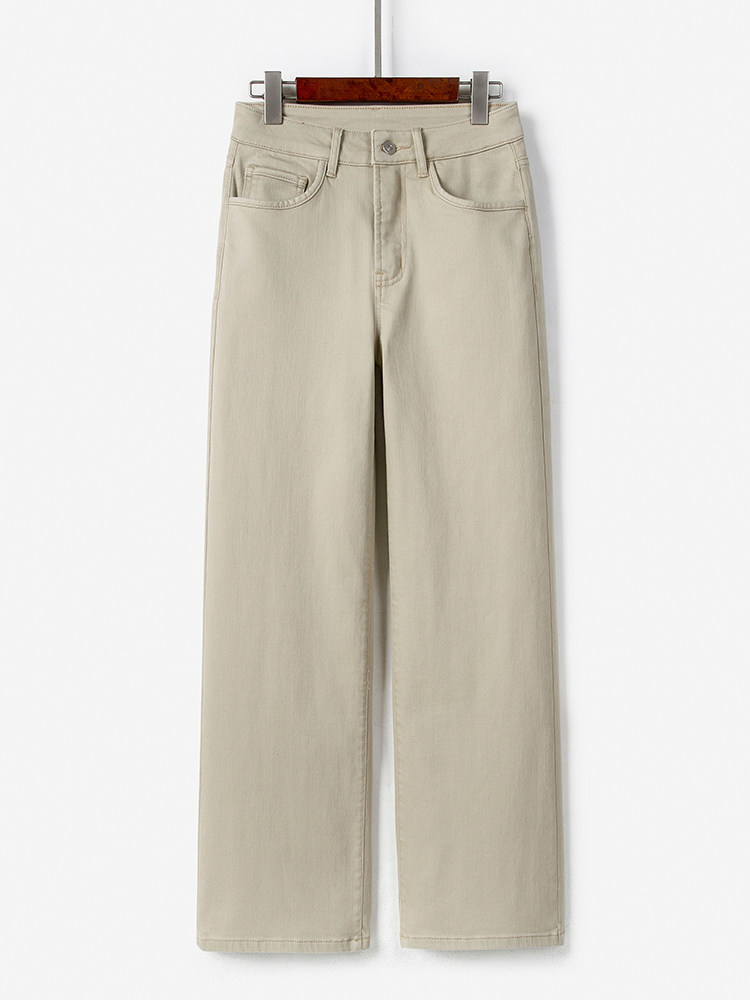 卡其色覆古阔腿牛仔裤女2025年秋季新款垂感宽松显瘦休闲直筒长裤,女装/女士精品,牛仔裤,淘宝优惠券,粉丝福利购,淘宝优惠卷