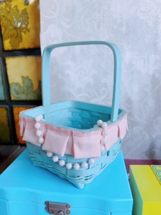 外贸出口样品编制竹筐竹蓝子手提筐收纳筐花蓝子装饰田园仙女风格