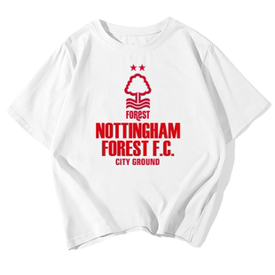 诺丁汉森林队克劳夫足球迷队服短袖t恤衫男女纯棉半截袖休闲衣服