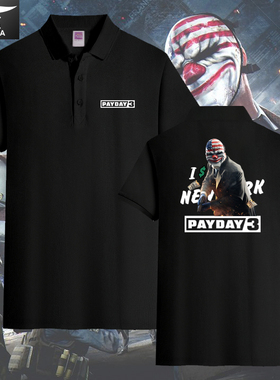收获日3达拉斯payday游戏steam周边polo衫男女带有领短袖t恤半袖