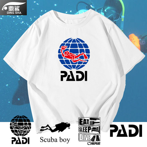 短袖t恤衫padi协会潜水员游泳