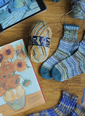 Opal 梵高系列 进口袜子线弹力手工编织段染名画系列 送袜子图解