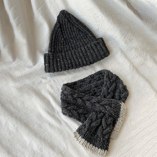 盛莲 螺纹尖尖帽 麻花小围巾 材料包 Alpaca tweed 羊驼线 情侣款