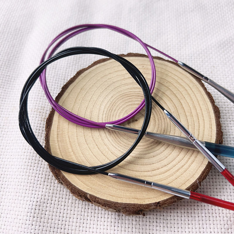 Knitpro 彩木针可拆卸旋转环针针绳 紫色  黑色 全部针绳
