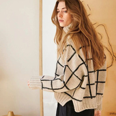 ROMY 线23年新款 SWEATER 方格DIY材料包羊毛手编挪威SANDNES原版