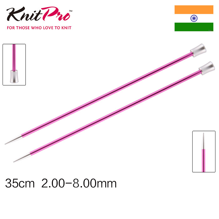 KnitPro Zing 35CM 40cm 多彩铝制单头直针进口毛衣针围巾棒针