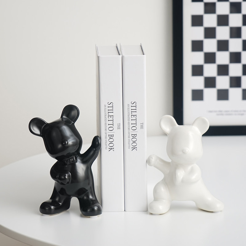 简约轻奢创意小熊书档摆件酒柜客厅玄关书柜陶瓷桌面立体装饰品,家居饰品,装饰摆件,淘宝优惠券,粉丝福利购,淘宝优惠卷