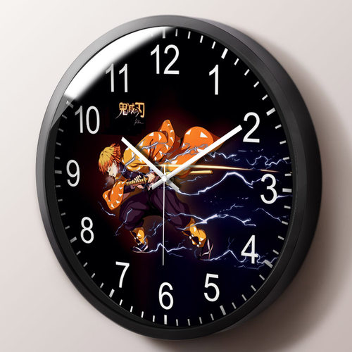 创意卡通动漫挂钟鬼灭之刃时钟男童房间学生卧室静音石英钟挂表