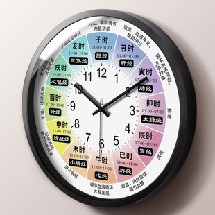 子丑寅卯时间表静音挂钟肝经令美容院十二时辰人体经络养生表时钟