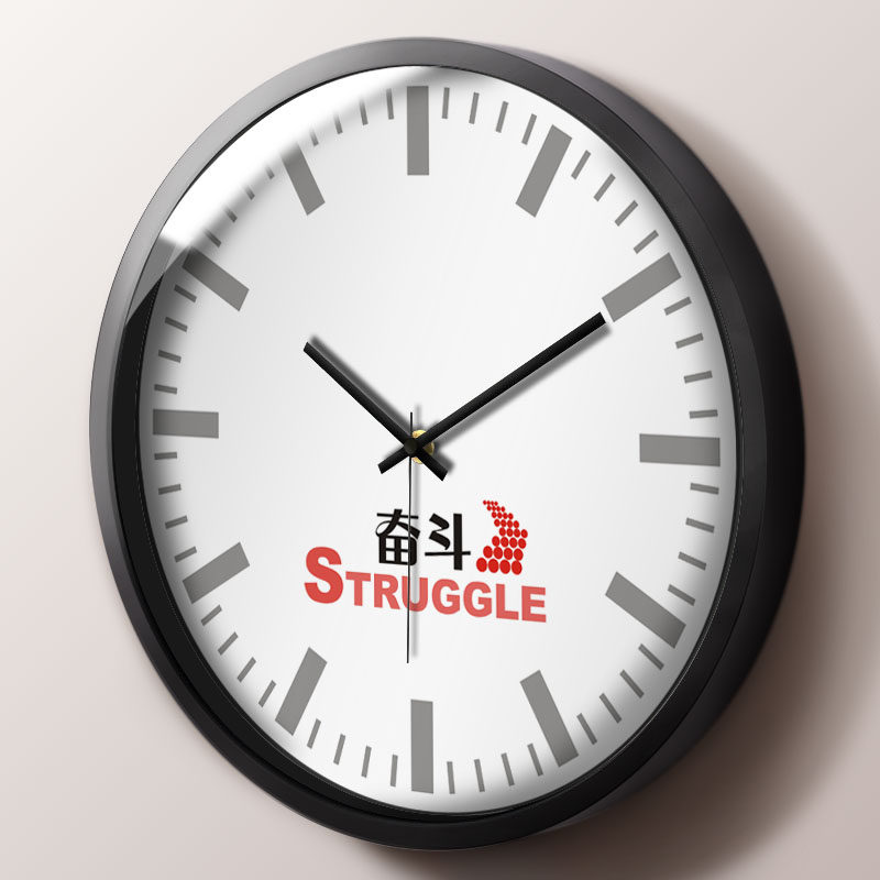 教室励志简约静音挂钟无声卧室时钟学生课室办公室钟表极简挂表
