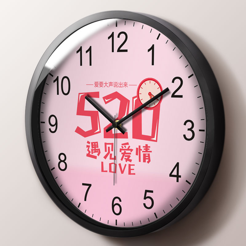 爱情挂钟新婚结婚装饰墙上石英钟情人节挂表轻奢高级感钟表挂画